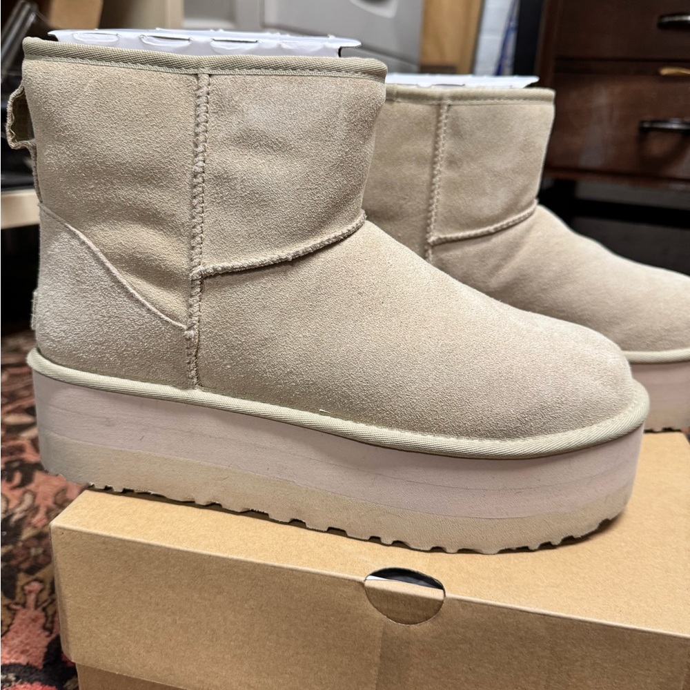 UGG Cream Platform Winter Boots